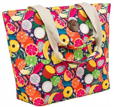 Large Women's Shopper Bag with a Fruit Motif