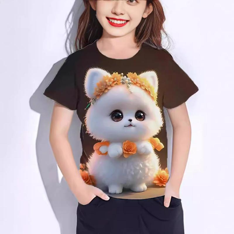 Animal Series 3D Printed Children's T-shirt Pullover Round Neck Short Sleeved Casual T-shirt