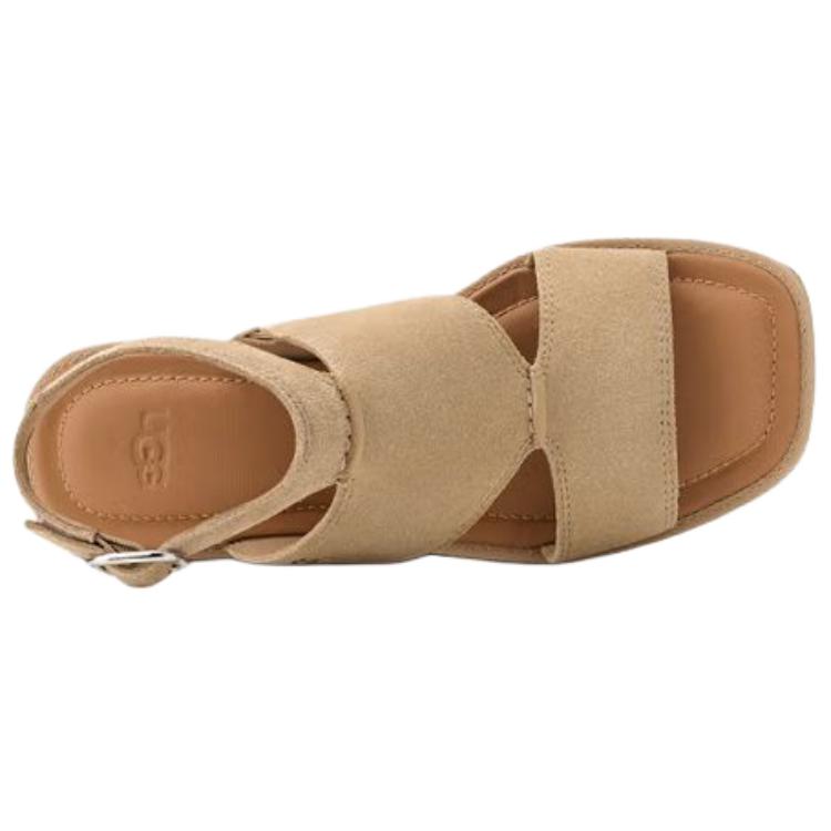 UGG Delray Skórzane Sandały Klapki Vintage z Odkrytymi Palcami Damskie Brązowe 1167453-MDSD