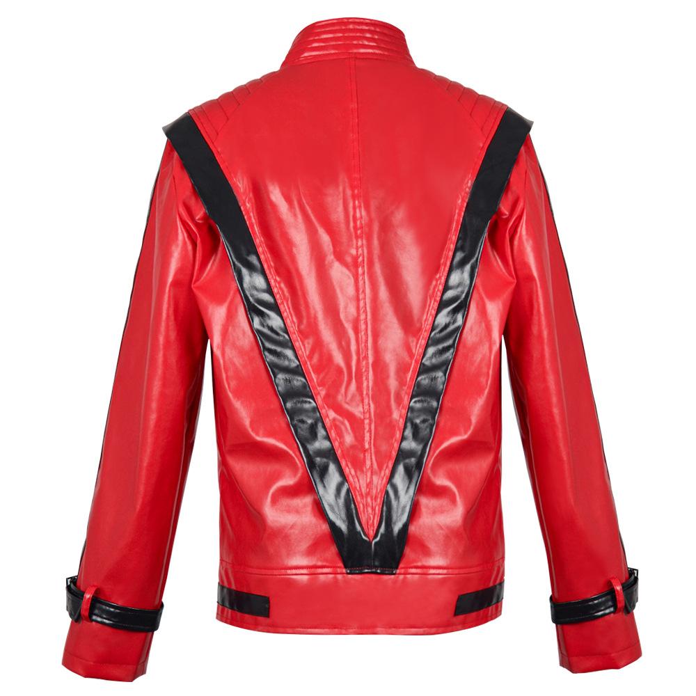 Men's Leather Jacket Michael Jackson Cosplay Costume Hip-hop Impersonator Coat Halloween Carnival Stage Performance Outfit