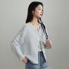 SOFSIL Women's Linen Blend Round Neck Short Jacket