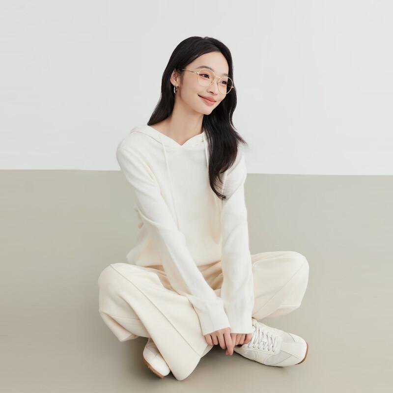 Elva' Island Women's Drawstring Hooded Loose Knit Sweater