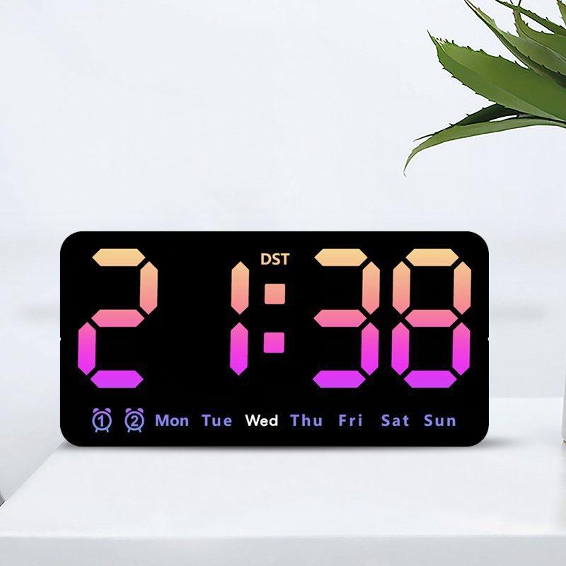 Digital Wall Clock With Temperature And Led Display For Living Room Decor