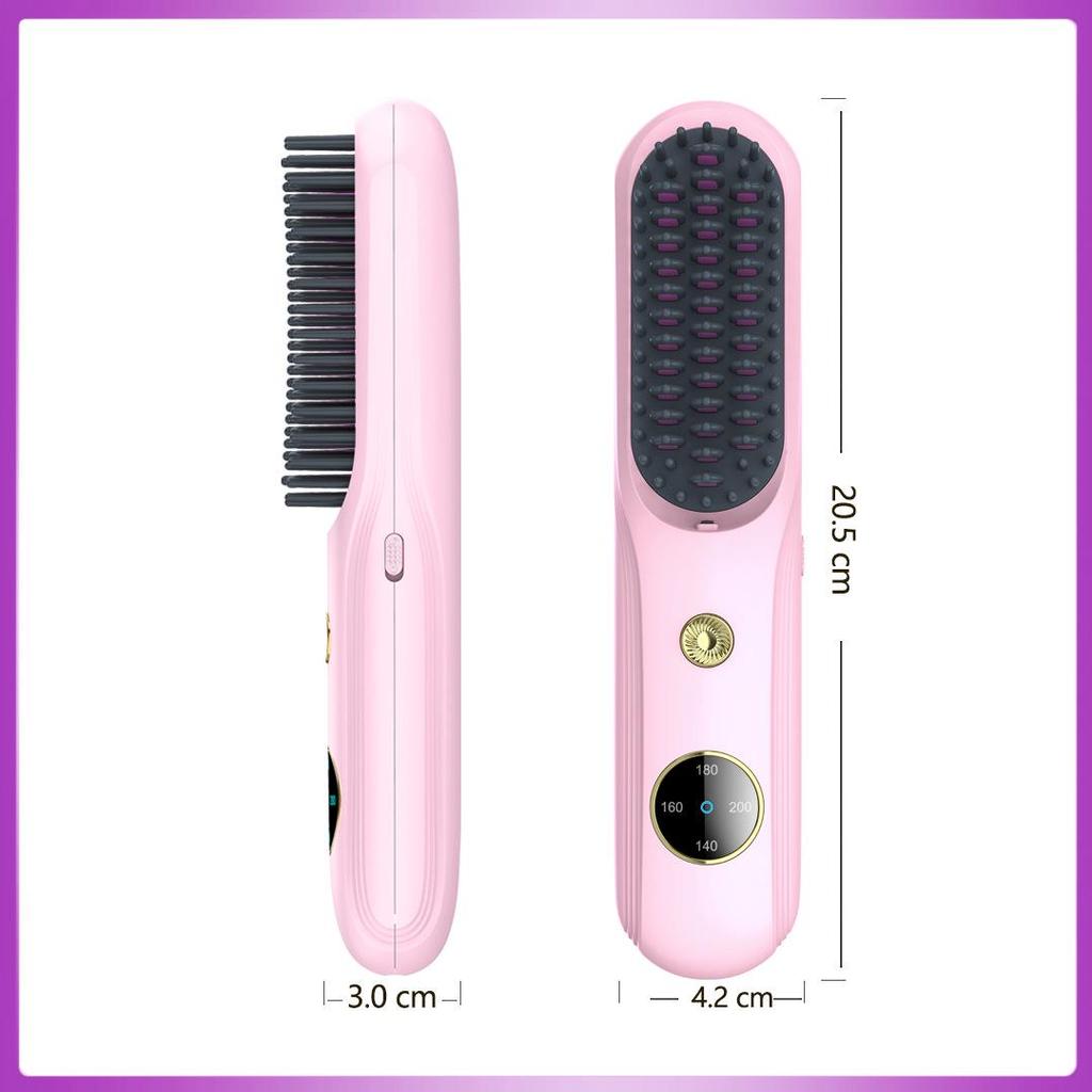 Portable Rechargeable Wireless Straightening Comb with Negative Ion Hair Care, Curl and Straighten Dual-Function Beauty Device
