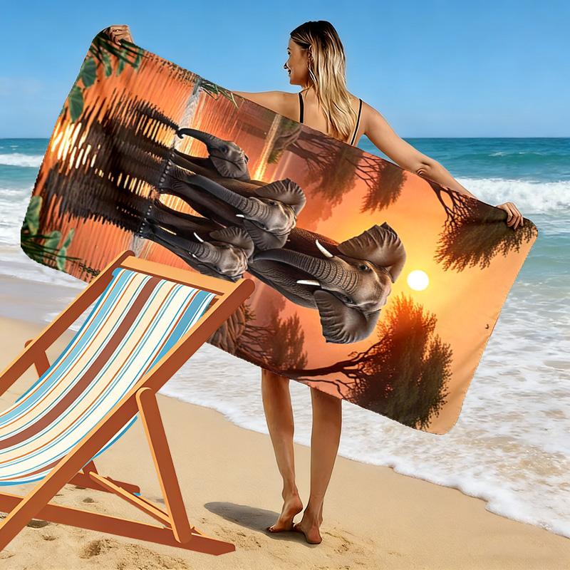 Serviette de plage imprimé éléphant majestueux, grande serviette douce à séchage rapide pour la plage, le camping, la natation