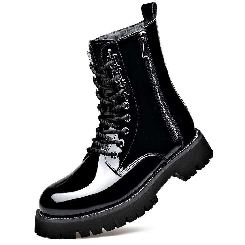 Stivaletti Chelsea Trendy da Uomo High-Top in Vera Pelle - Leggeri Stile Martin con Suola Spessa e Zip Laterale per Autunno/Inverno