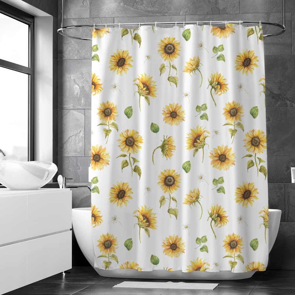 Floral Daisy Shower Curtain For Bathroom Bathtub Waterproof Plant Aesthetic Bathroom Curtain With Hooks Botanical Bath Curtain