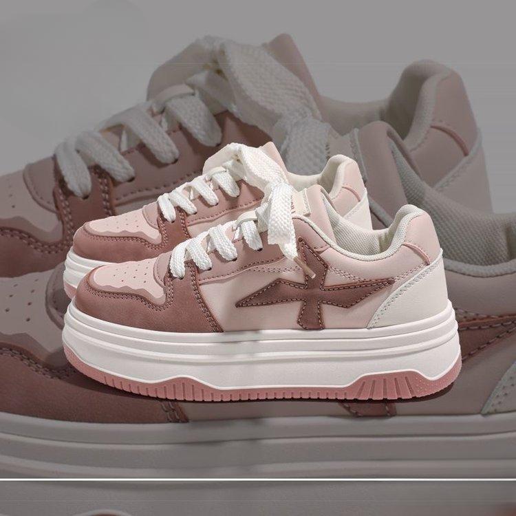 Zapatos de Mujer Otoño e Invierno Suela Gruesa Aumentados Zapatos Blancos Moda Casual Americana Zapatos de Mujer
