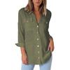Luxurious Fashion Autumn Pocket Long Sleeve Casual Chiffon Women's Shirt Top