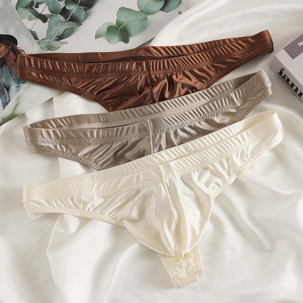 Men's Satin Ice Silk Breathable Thong Briefs