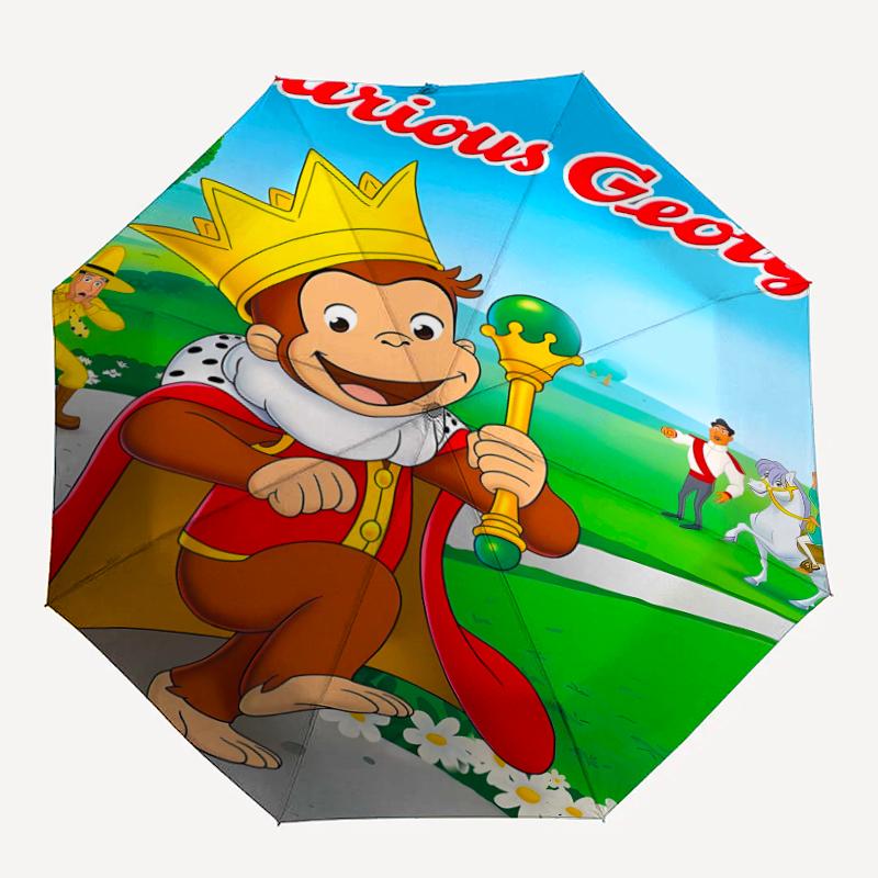 1pc Curious George (7) Umbrella, Sun Protection, And UV Shielding. It Has Eight Sturdy Ribs for Outdoor Use And Perfect Gift