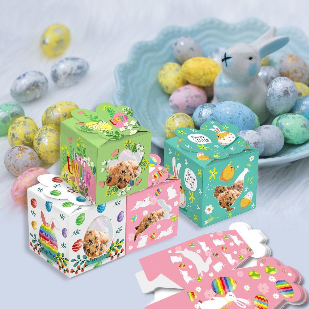 12pcs DIY Cookie Box Paper Gift Wrapping Box Fashion Packaging Basket  Party Supplies