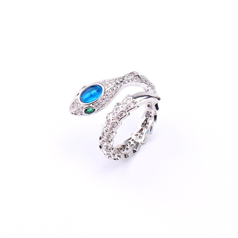 

Покрытый потрясающий медный браслет-змея и кольцо, набор с яркими акцентами из драгоценных камней, европейский и американский стиль StyleH