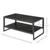 Tavolino da caffè, Tavolino centrale a due livelli effetto marmo finto con struttura in metallo e ripiano portaoggetti per soggiorno, 106 x 50 x 45 cm, Nero