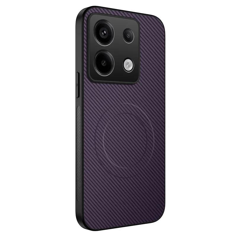 For Redmi Note 13 Note 14 Magnetic Wireless Charging Carbon Fiber Case For Redmi Note 14 Pro Plus Anti-Drop Silicone Soft Cover