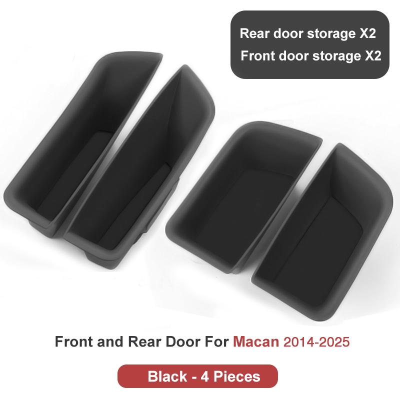 For Porsche Cayenne Macan Car Door Handle Storage Box Front Rear Door Organizer Keys Phone Holder LHD Auto Interior Accessories