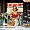D Flat X Inch Vintage Lady Metal Sign Vintage Laundry Room Tin Sign with Hour Service Logo Suitable for Home