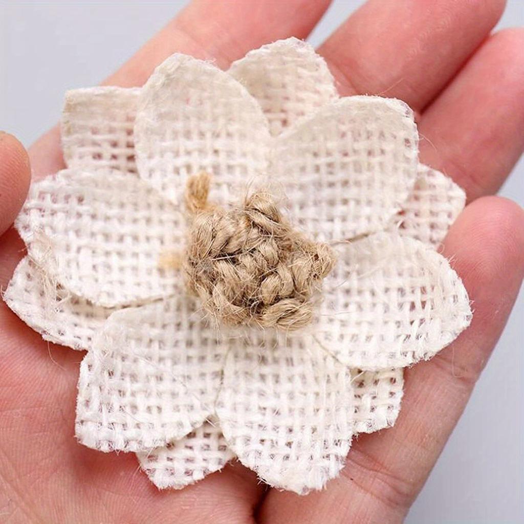 1Set (10Pcs) Linen Sunflower Flowers - DIY Handmade Decorations, Ideal for Embellishing Shoes, Hats & Home Decor