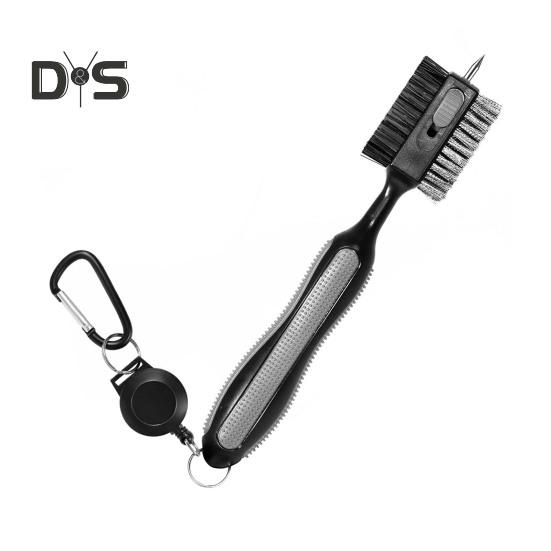 

Щетка для чистки клюшек для гольфа Инструмент для чистки клюшек для гольфа с магнитным выдвижным карабином Легкие аксессуары для гольфа для мужчин Спорт на открытом воздухе серый