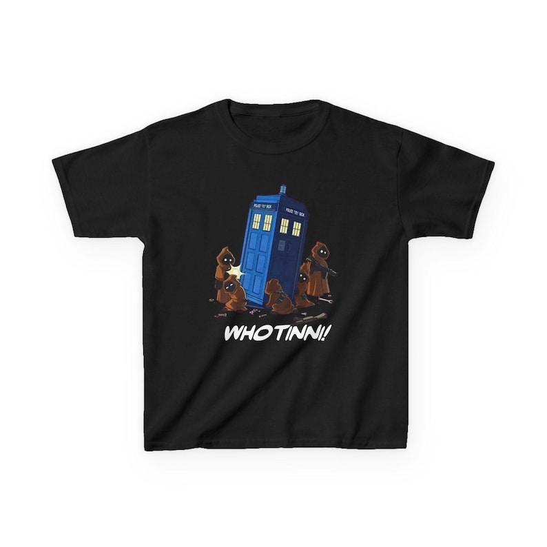 Tardis with Jawas Kids T-Shirt | WhoTinni sci-fi parody tee 100