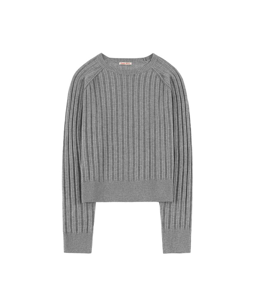 Banwonateullie Kn4289 Punched Raglan Knit_Melange Gray
