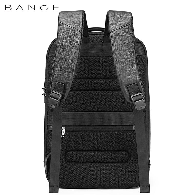 BANGE Men's Casual Leather Business Backpack - Top Layer Cowhide Fashion Computer Bag