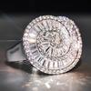 Huitan Special Spiral Design Women Ring Full Brilliant Cubic Zirconia Delicate Lady Accessories Trendy Jewelry for Party WeddingGood product