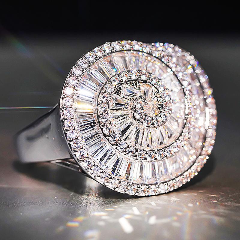 Huitan Special Spiral Design Women Ring Full Brilliant Cubic Zirconia Delicate Lady Accessories Trendy Jewelry for Party WeddingGood product