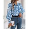 Women's Autumn/winter Elegant Flower Lantern Sleeve Lapel Shirt
