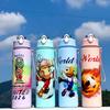 Hot-selling Water Bottle Children's Cartoon Transparent Medium Cup Elastic Cover Suction Nozzle Water Cup with Anti-drop Portable Rope Kettle Gift Cup