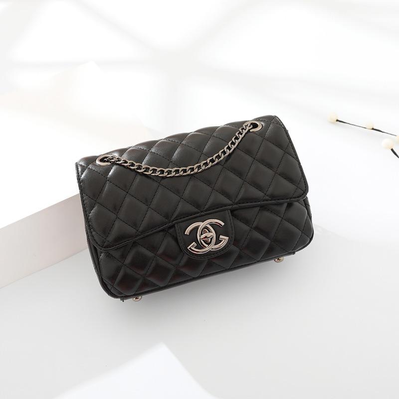 Genuine leather rhombus chain bag trendy versatile high-end sheep pattern large-capacity messenger bag new