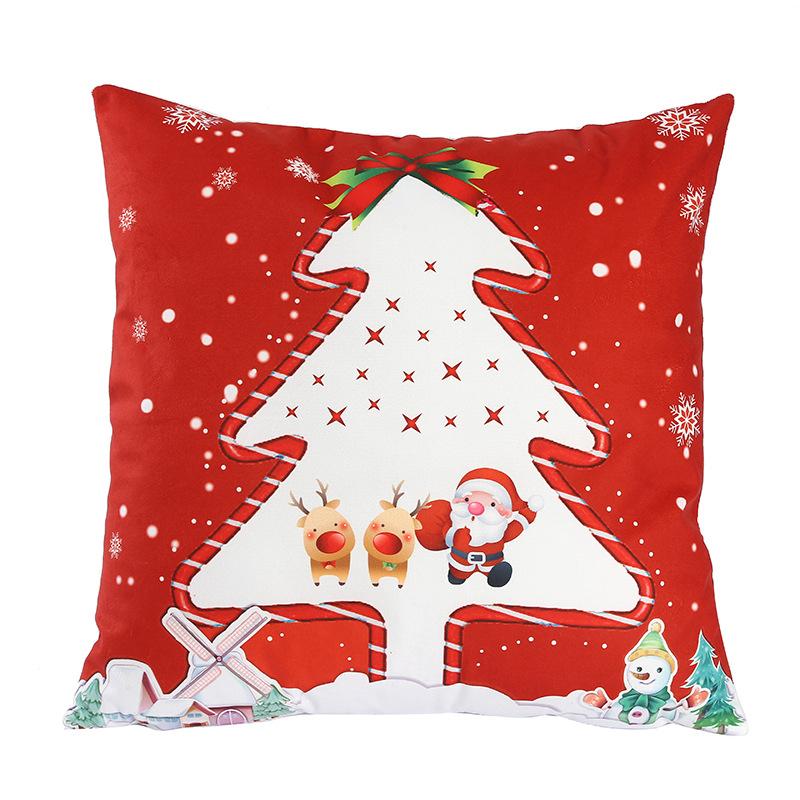 New Pillowcase Christmas Super Soft Red Simple Cute Santa Claus Print Cushion Home Cushion