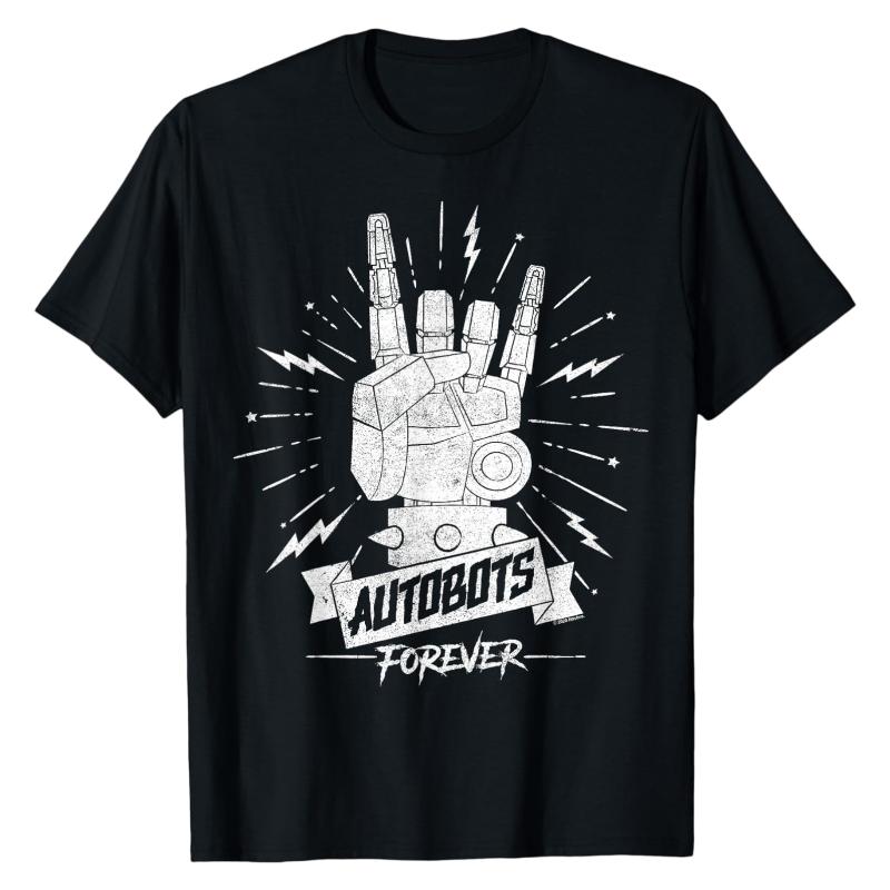 Autobot Transformers TShirt Rock Hand Gesture Graphic Print Crew Neck Soft 100 Cotton Oversized Casual Street Fashion Tops S
