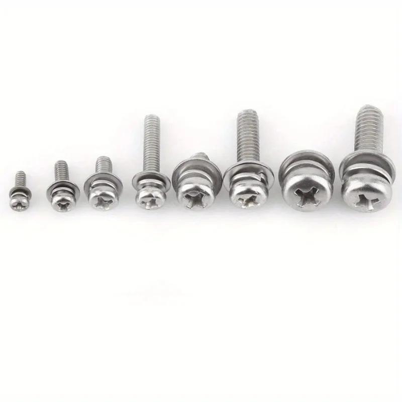 160PCS M2 M2.5 M3 M4 M5-304 Stainless Steel Cross Pan Head Combination Screw and Nut Set