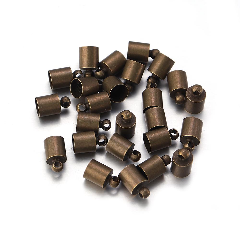 20-50pcs/lot Copper Crimp End Caps Leather Cords Bracelet Tassel End Tip Beads Caps Clasps DIY Necklace Jewelry Making Accessory