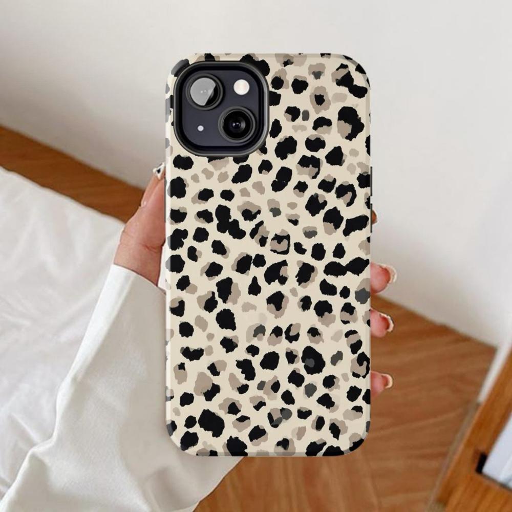 Retro spotted leopard print 2-in-1 phone case suitable for iPhone 17 16 15 14 13 12 11 Pro/Max/Plus anti drop and shockproof