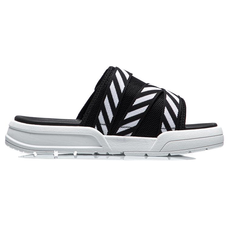 Li Ning Rubber Sole Slide Slippers Women's Black White AGAR014-1