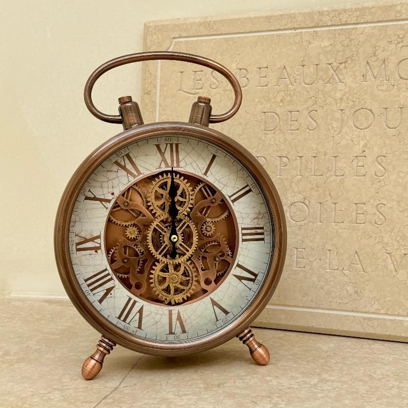 Retro Table Clock Luxury Desk Watch Decorative Silent Tabletop Clocks Aesthetic Living Room Desktop Watches Table Decoration