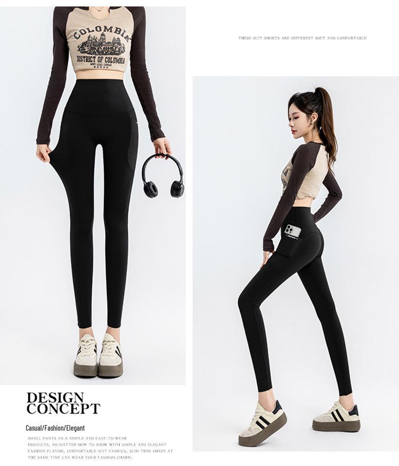 Women's Slim-fit Pocket Running Leggings - Hip-lifting, Tummy Control Yoga & Cycling Pants (Spring Style)