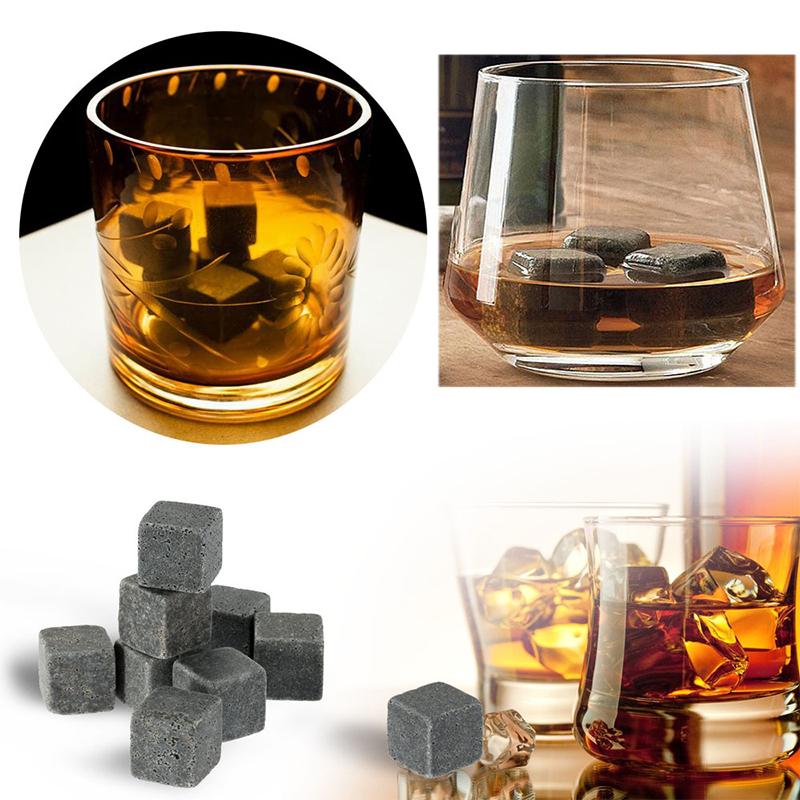 Whiskey Stones And Whiskey Glass Gift Set Of 4, For Men | Father's Day, 6 Granite Whiskey Stones, 2 Whiskey Glasses,1 Wooden Box