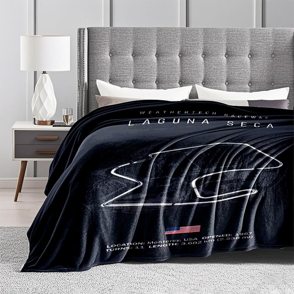 Laguna Seca Track Outline Flannel blanket for bedroom, living room, sofa, and nap
