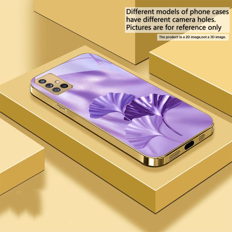 Luxurious Ginkgo Leaves For Samsung A 01 52S 04 05S 10 12 13 22 23 24 36 42 M02 Note 10 20Ultra 8 9 Golden glass phone case