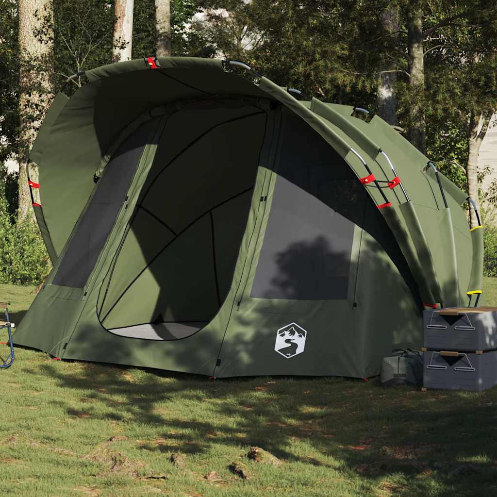 Vidaxl Fishing Tent, 5-Person, Olive, Waterproof