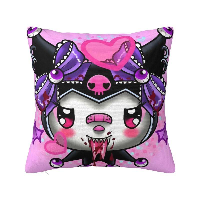 Custom Modern Cute Sanrio Kuromi Anime Cushion Cover Velvet Kawaii Cartoon Pillow Case Home Decor