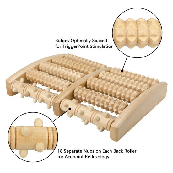 Wooden Foot Massage Roller for Plantar Fasciitis Relief Enhance Circulation Foot Roller Massager Dual Function Massage Device Gift for Men Women