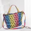 Women's Bucket Bag Rainbow Shoulder Bag Geometric Rhombus Handbag Oblique Span Bag Versatile Fashion Women's Bag