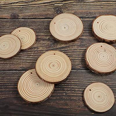 Good-Natural Wood Chips Unfinished DIY Handicraft Pre-Drilled Round Wooden Circle Art Country Wood Chip Decoration-A