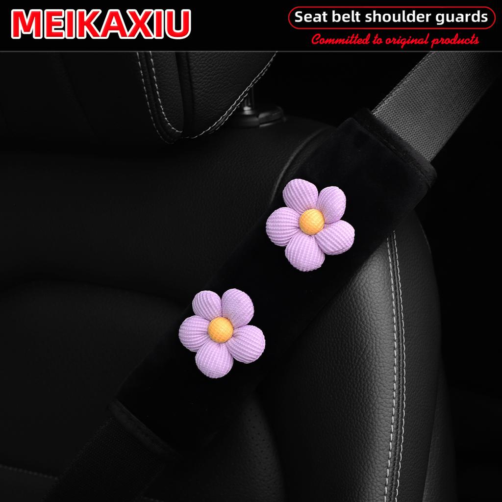 Multi-color flower plush comfortable car shoulder cover seat belt decoration car decoration fashionable business pink women's us