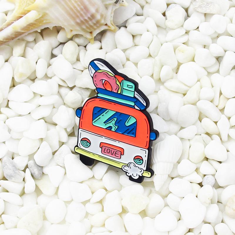 LOVE Happy Bus To the Seaside Resort Cartoon Brooch