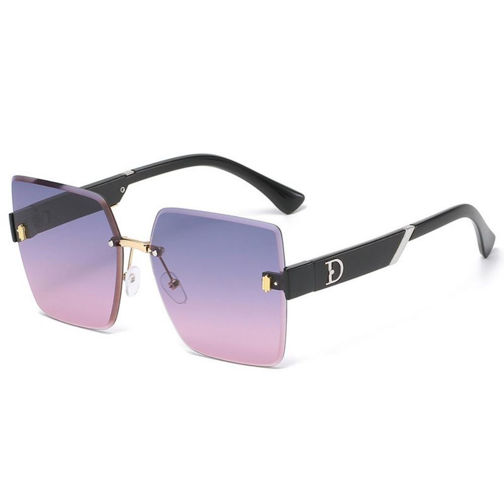 Rimless Cut Edge Square Sunglasses Women's Fashion UV Protection Sunglasses